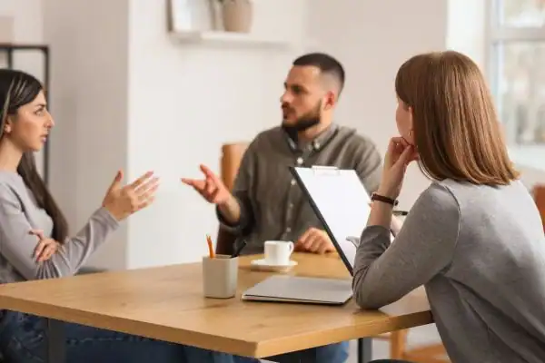 Image of couple access free mediation using family mediation voucher scheme Andover
